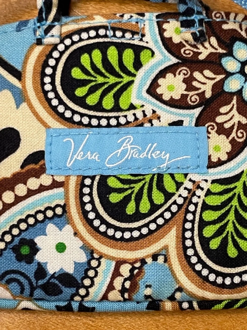 Vera Bradley Blue Floral Patterned Luggage Tag with Strap - Picture 3 of 6